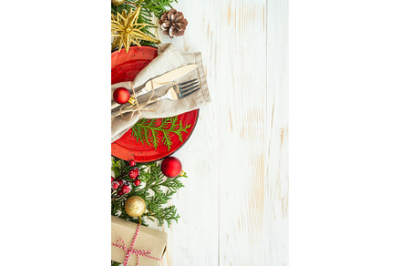 Christmas table setting with plate, a Food & Drink Photo by Nadia-nb
