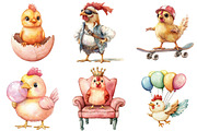 Funny Chicken Watercolor Clipart Bun, an Illustration by Watercolor design (Thumbnail 5 of 5)