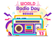 13 World Radio Day Illustration, a Technology Illustration by denayunebgt (Thumbnail 1 of 4)