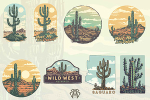 Cactus & Desert Vintage Cartoon Set