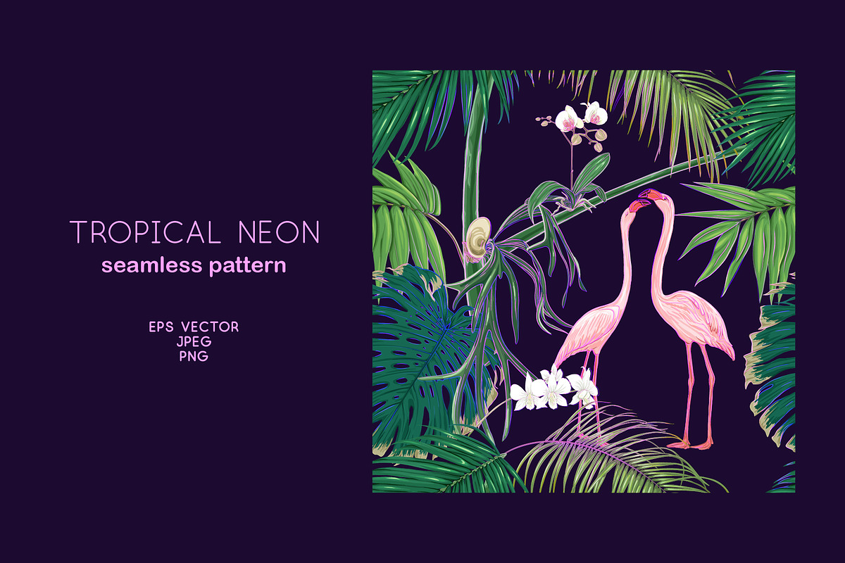 Tropical Neon Seamless Pattern, a Pattern Graphic by Elen-Lane