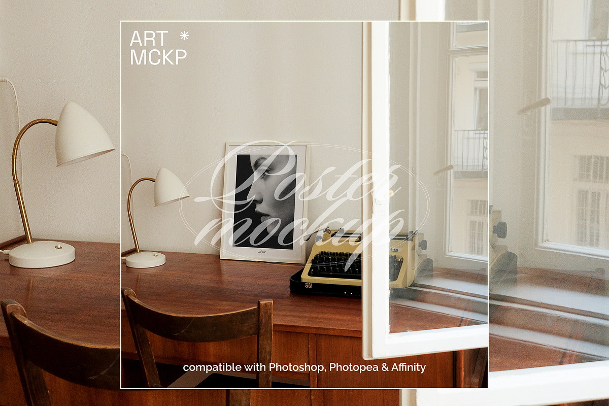 White poster frame interior mockup, a Merchandise Mockup by MCKP*ME (Photo 2 of 3)