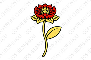 Flower Vintage Woodcut Retro Tattoo