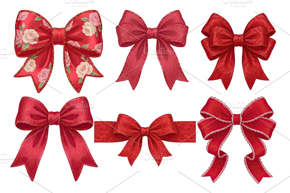 Red Textured Bows Mega Bundle, a Decorative Illustration by Stellalunarts (Photo 10 of 23)