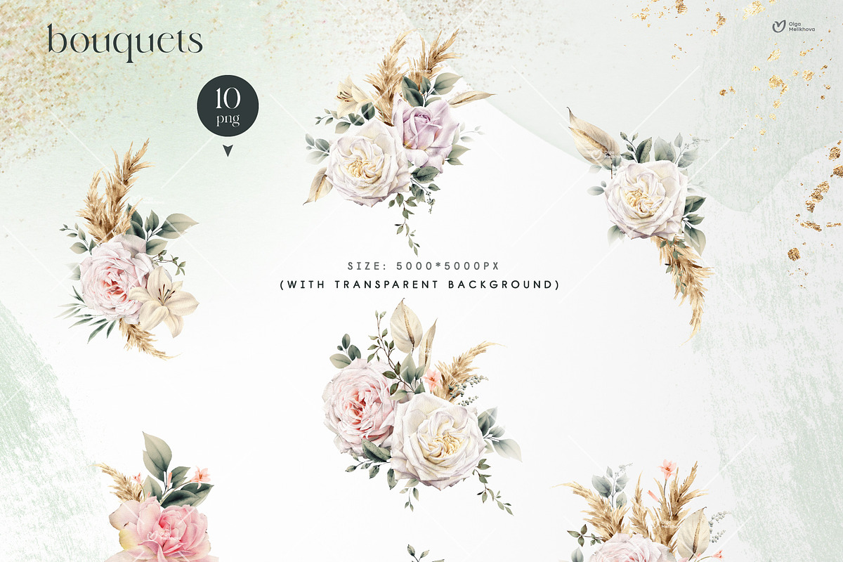 Watercolor Floral Bundle, a Texture Illustration by ollalya (Photo 29 of 112)