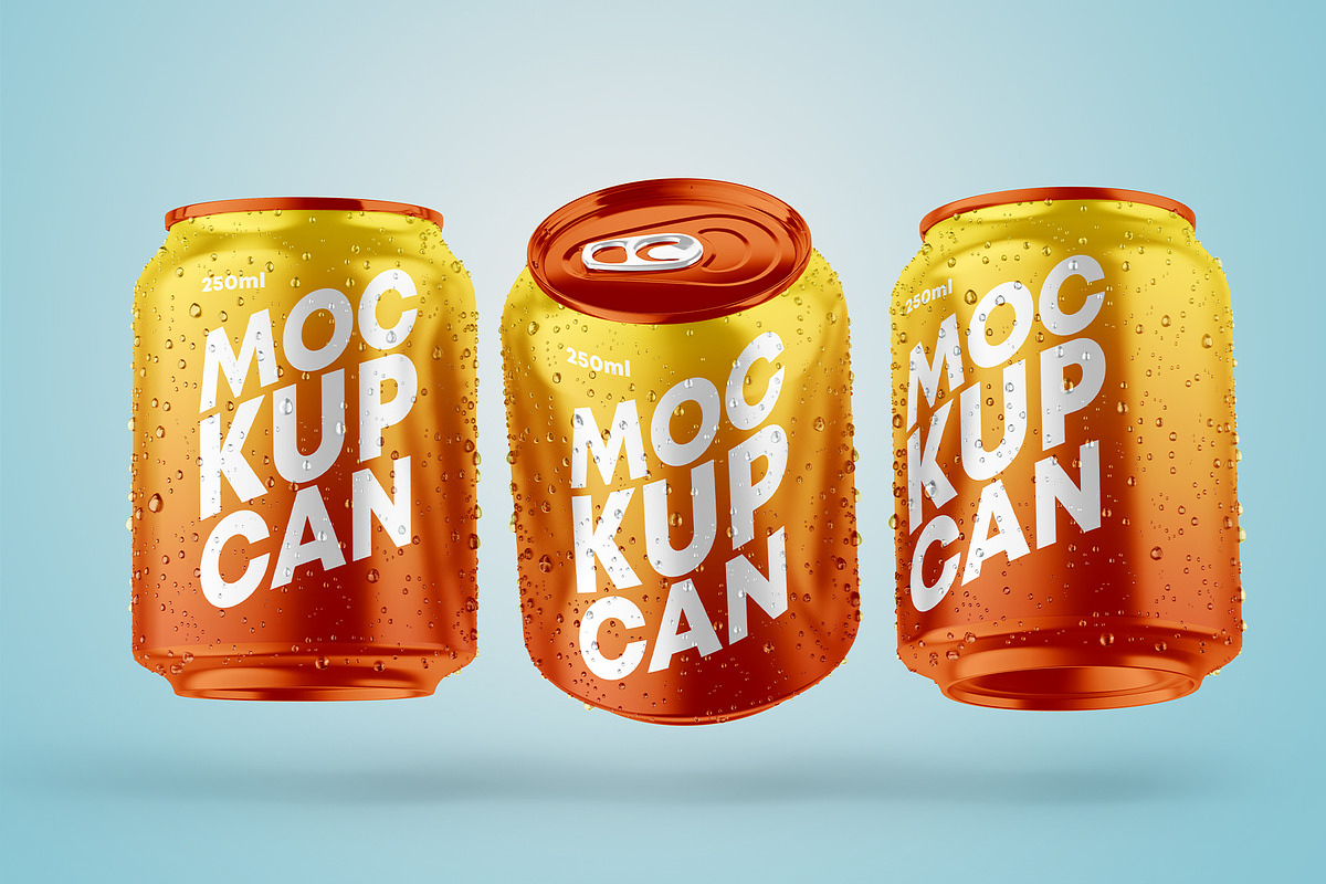 250ml 6 Small Metallic Can Mockups, a Product Mockup by Graphic Bird (Photo 6 of 9)