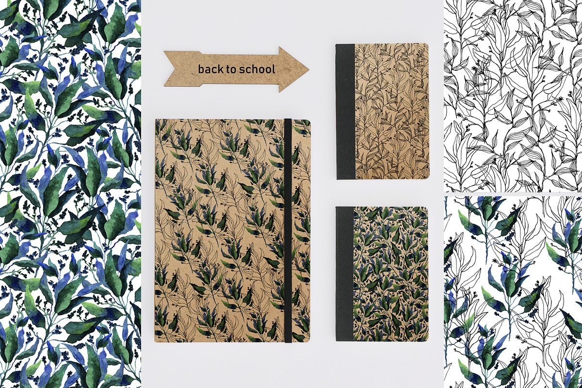 Lineart floral leaves patterns, a Texture Illustration by Dina Guiter (Photo 19 of 20)