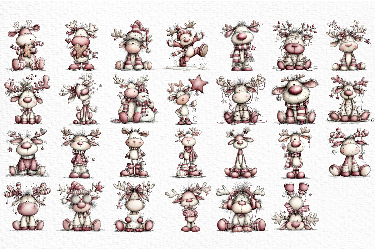 Quirky Christmas Reindeer Clipart, an Illustration by Craft Nest (Photo 5 of 6)