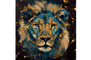 Gold foil Leo zodiac constellation, an Illustration by Lermont51