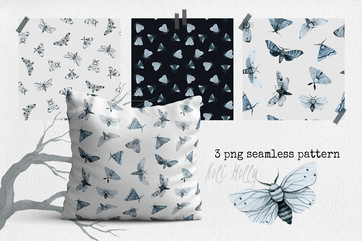 Moths. Watercolor set., an Illustration by Noli Molly Store (Photo 5 of 8)