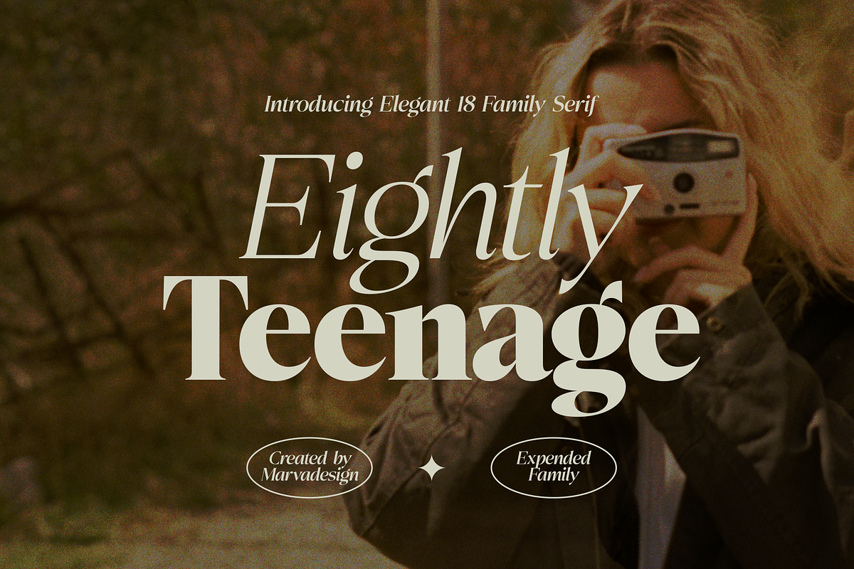 Eightly Teenage - Family Serif, a Serif Font by Marvadesign (Photo 1 of 16)