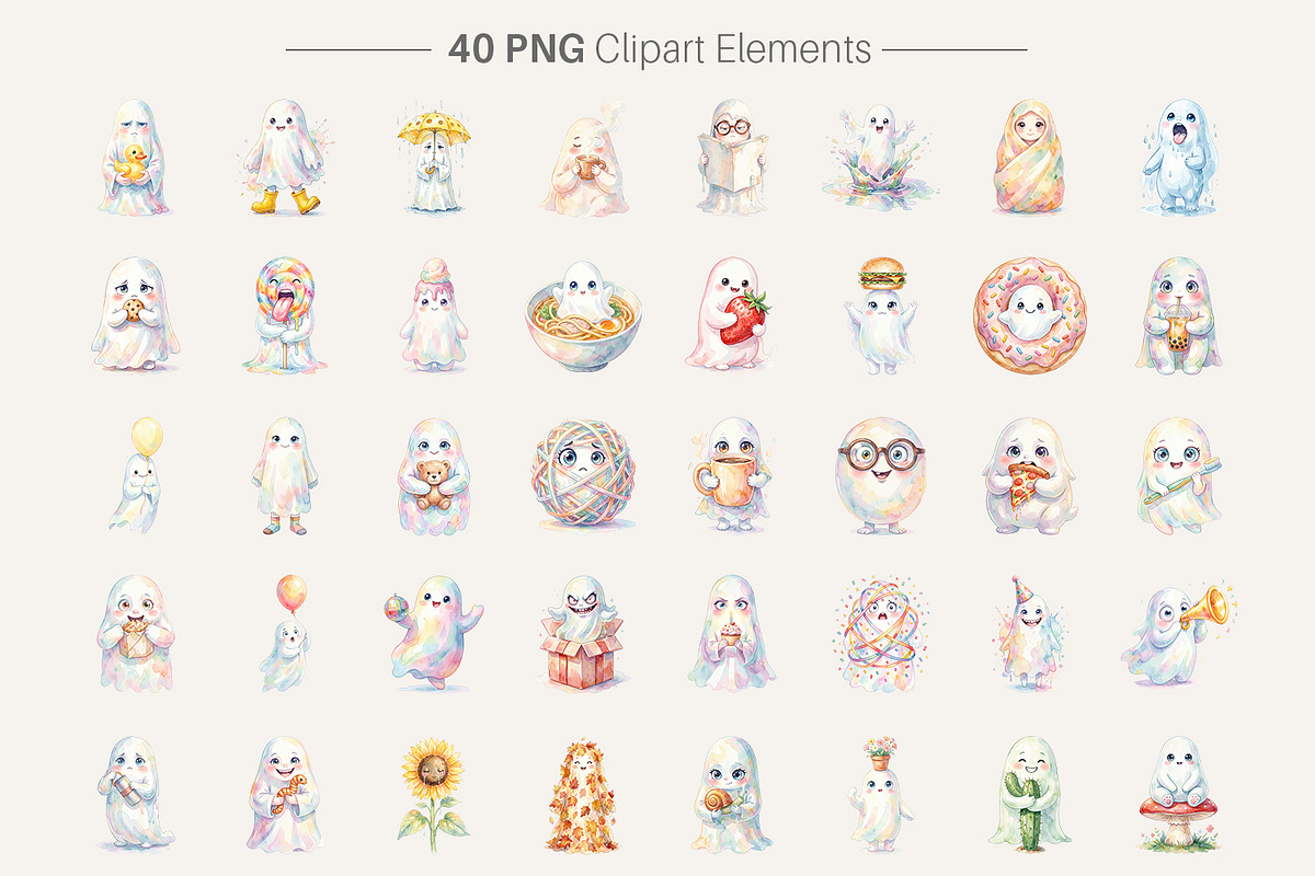 UglyCute Ghost Sublimation PNG, an Illustration by Artnoy (Photo 2 of 8)