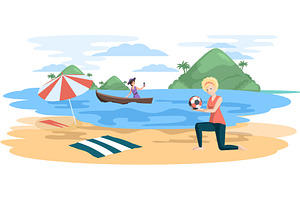 Summer vacation, people relaxing on, an Illustration by TopVector