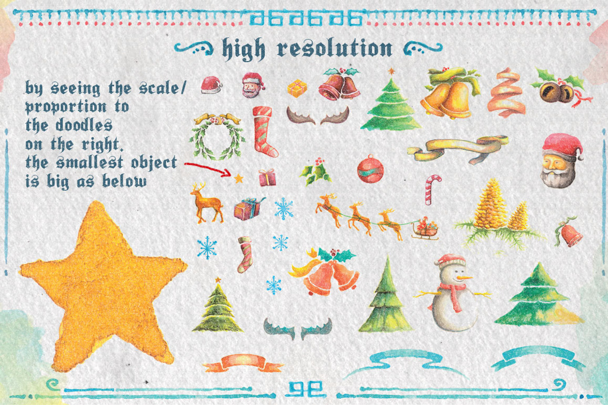 83 Watercolor Christmas Doodle preview 2