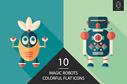 Magic robots flat square icon set, an Icon by Yury Velikanov (Thumbnail 1 of 2)