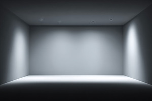 Minimalist dark gray room with ceiling spotlights casting soft b, an Abstract Photo by José Manuel Gelpi