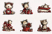 Christmas Cat Clipart, a Seasonal Illustration by CreationArt (Thumbnail 3 of 7)