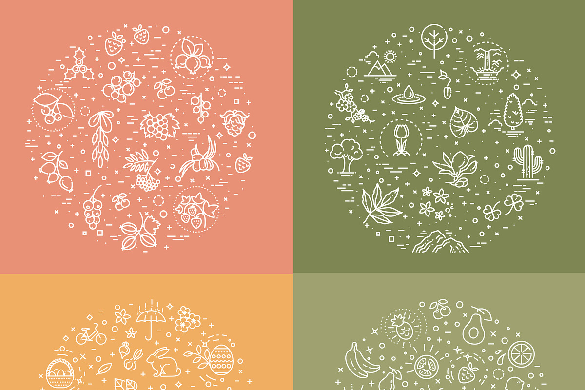 Line Nature Icons Set, an Outline Icon by Tettygreen (Photo 11 of 16)