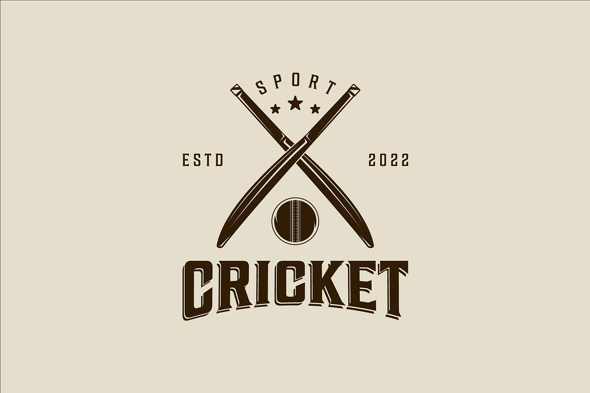 cricket sport logo vintage vector, a Branding & Logo Template by zyxroun shop