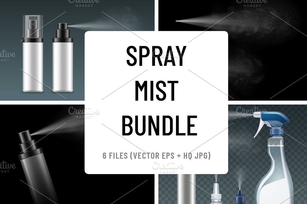 Vector Realistic Spray Mist Set, an Object Illustration by Zonda (Photo 1 of 7)