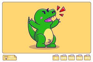 Cute Dino Angry Cartoon Vector, an Animal Illustration by Artstorystudio