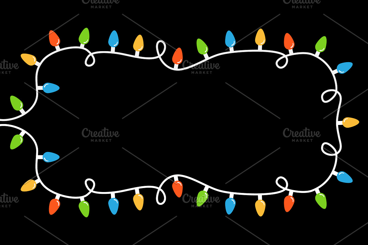 Glowing lightbulb garland frame, a Background Graphic by Worldofvector (Photo 2 of 2)