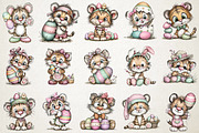 Quirky Easter Tiger Clipart Bundle, an Animal Illustration by RobertsArt (Thumbnail 6 of 6)