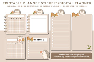 cute hedgehog digital sticker planne, a Design Template by hanacrochetdesign
