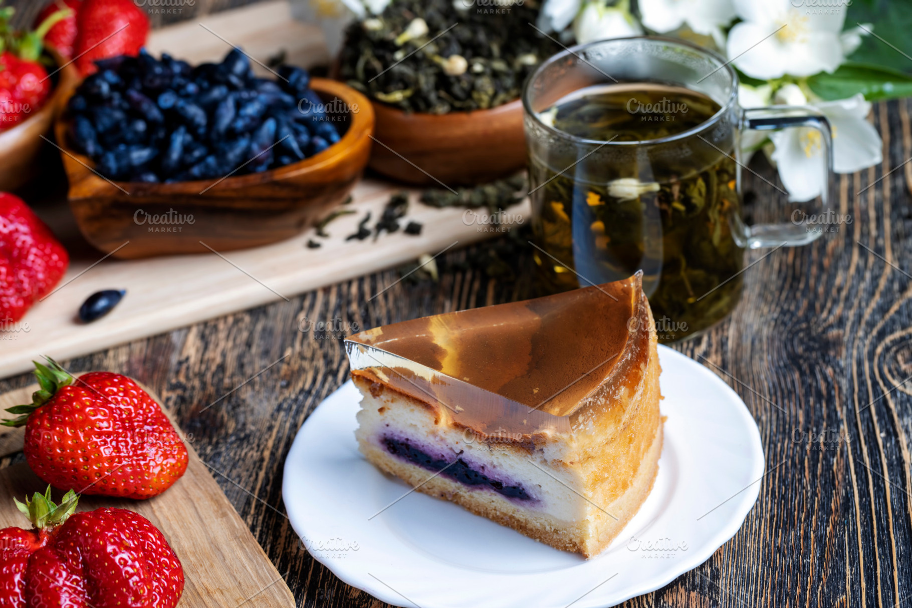 Delicious cake with blueberry filling and transparent jelly, a Food & Drink Photo by MyPhotos