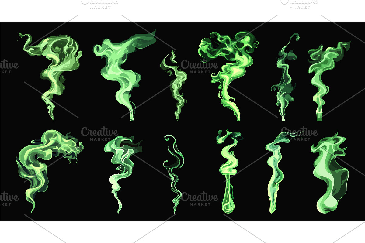 Smelling smoke set. Bad green smell, an Illustration by Valerie Bodnar