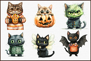 Quirky Halloween Cat Clipart, an Illustration by Sublimation Artist (Thumbnail 3 of 6)