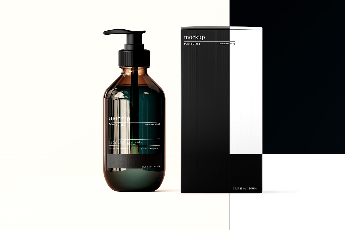 Amber – Glass Soap Bottle Mockup Set, a Packaging Mockup by Zumrod (Photo 3 of 10)