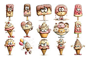 Quirky Ice Cream Watercolor Clipart, a Food Illustration by Nicolle's Colorful Art (Thumbnail 2 of 6)