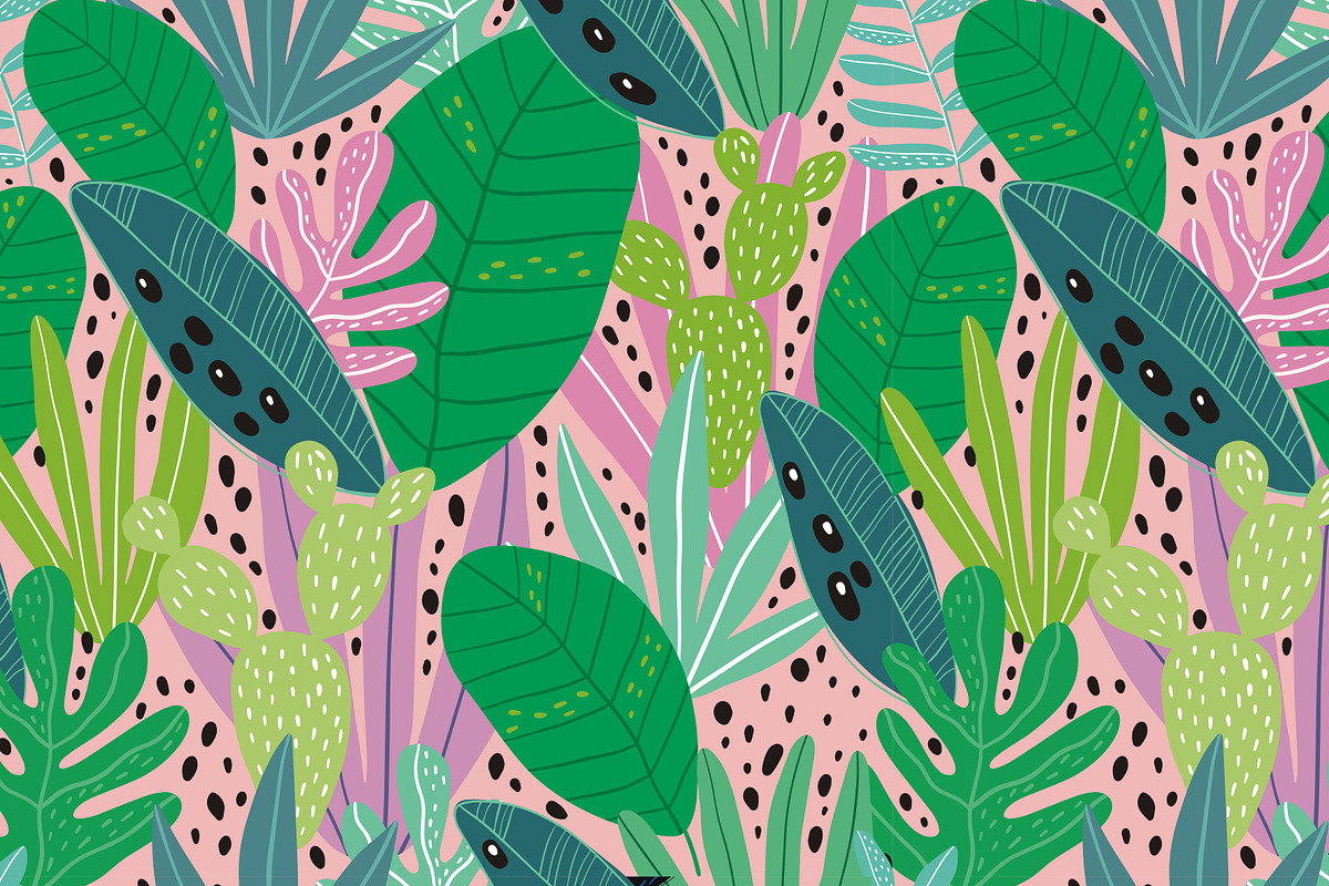 Tropical Leaves, pattern, prints, a Decorative Illustration by Barkova Nadya (Photo 4 of 7)
