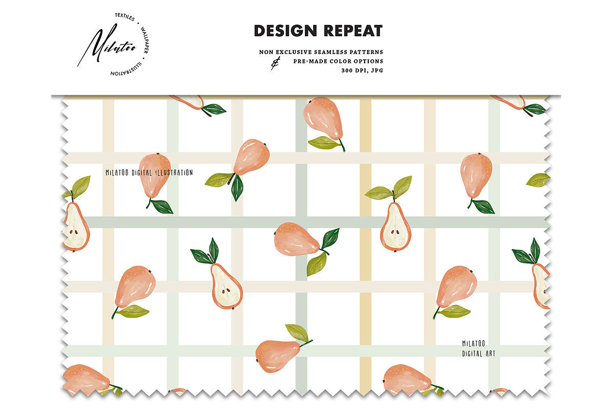 Pear Gingham Stripes Summer pattern, a Pattern Graphic by Milatoo (Photo 4 of 4)