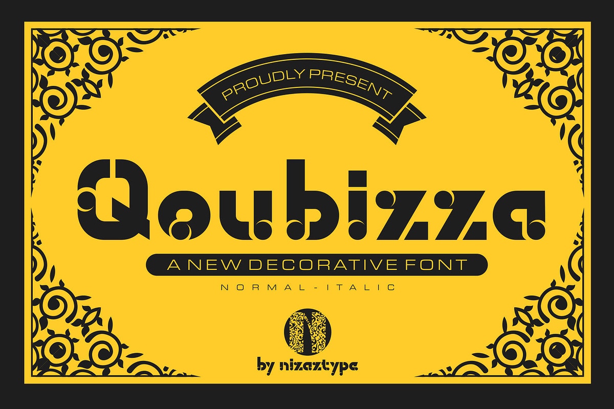 Qoubizza - Decoratiove Font, a Blackletter Font by nIznaztype (Photo 1 of 6)
