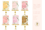 TALL FLORAL NAKED CAKES, an Illustration by Freshmint Paperie (Thumbnail 1 of 3)