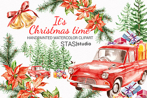 Cozy Christmas Watercolor Clipart