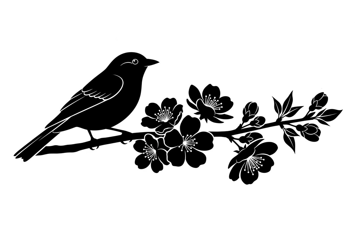 Bird Branch Silhouette Bundle, an Illustration by yasushie (Photo 8 of 31)
