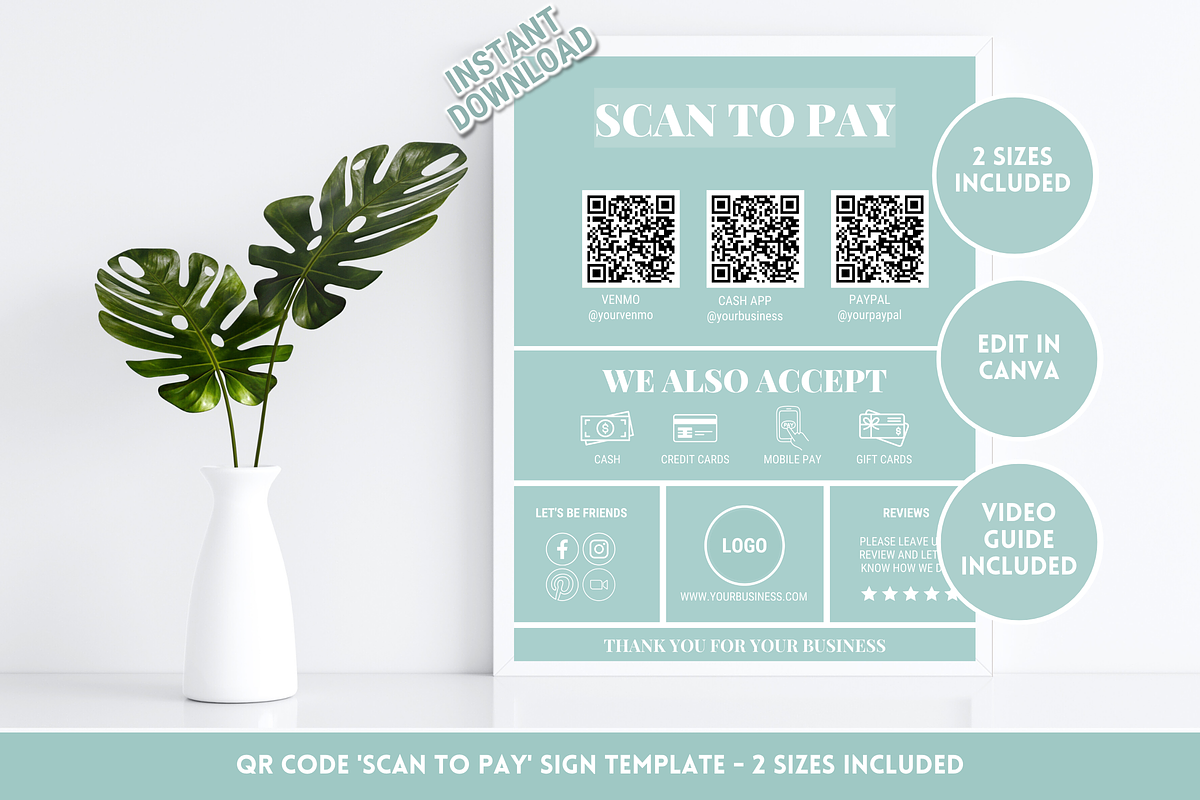 Green Scan to Pay Sign, a Flyer Template by SunshineStudioBoutique (Photo 2 of 10)