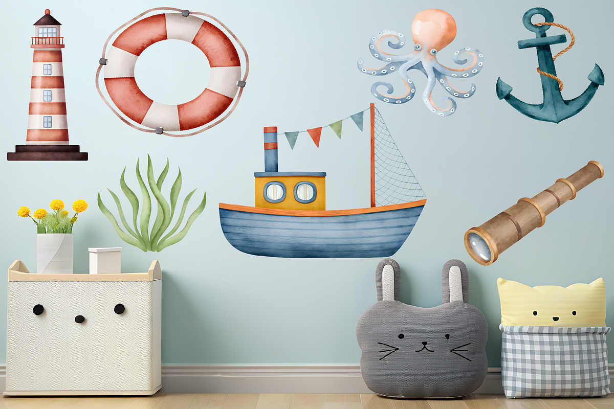 Watercolor Nautical Clipart Set, an Illustration by CropUp Creative (Photo 7 of 7)