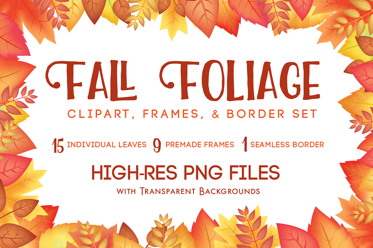 Fall Leaves Frames & Border Set, a Seasonal Illustration by 9 Lives Illustration (Photo 1 of 3)