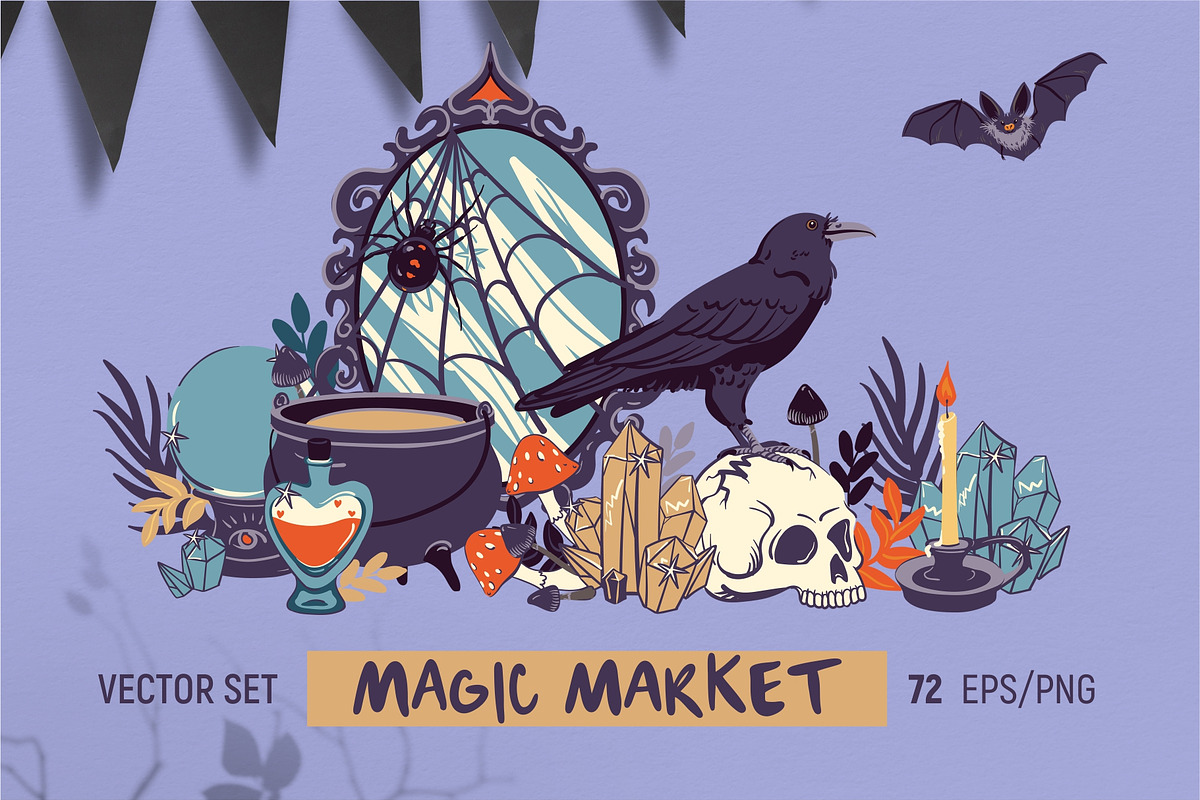 Magic Market. Vector Hallowen set, an Illustration by Tata Pilip (Photo 1 of 14)