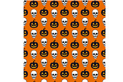 Halloween Skull and Pumpkin Pattern, a Seasonal Illustration by Sharon Schwalbe (Thumbnail 5 of 5)