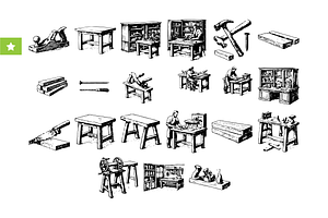 Vintage Woodworking Tools, an Object Graphic by RT Studio