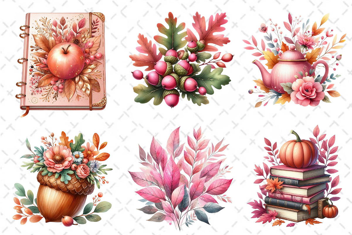 Pink Autumn Fall Clipart, an Illustration by Dream Creation (Photo 6 of 6)
