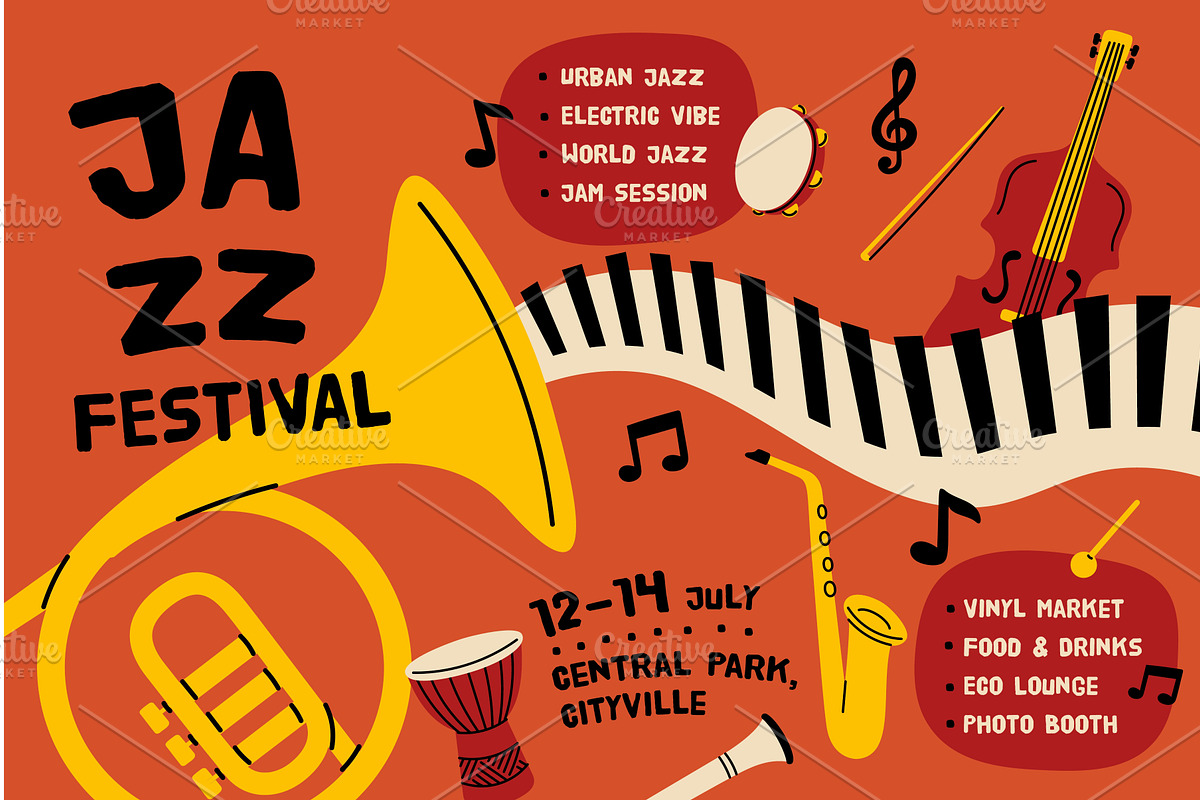 Jazz festival poster. Musical event, an Illustration by YummyBuum
