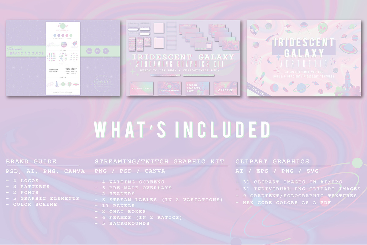 Branding Bundle: Iridescent Galaxy, an Object Graphic by Liseno Designs (Photo 2 of 3)
