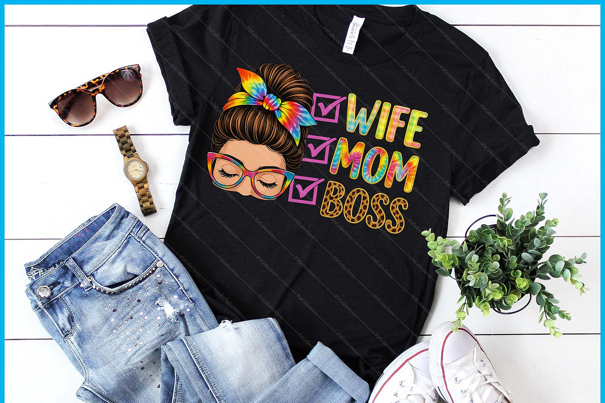 Wife Mom Boss Messy Bun Mother's Day, a Graphic by Creativeusart (Photo 1 of 4)