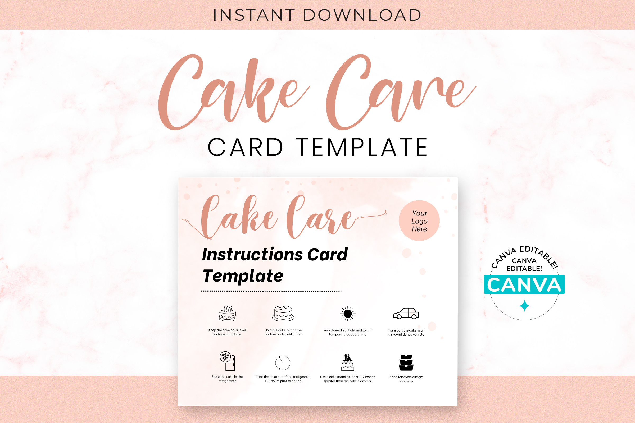 Cake Care Instruction Card Template